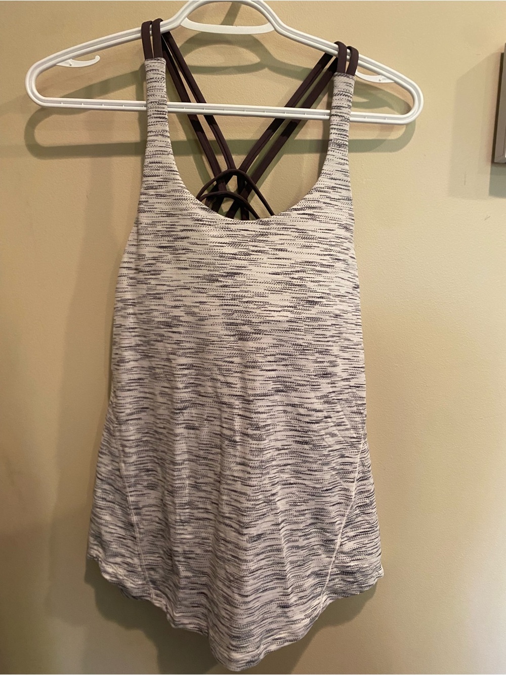 lululemon athletica White and Gray/Purple Space-Dye Strappy Tank